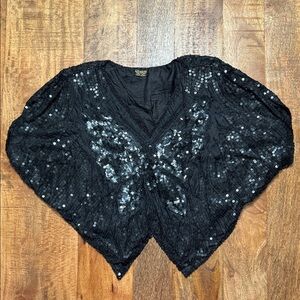 Linsiano silk beaded sequined vintage butterfly top
